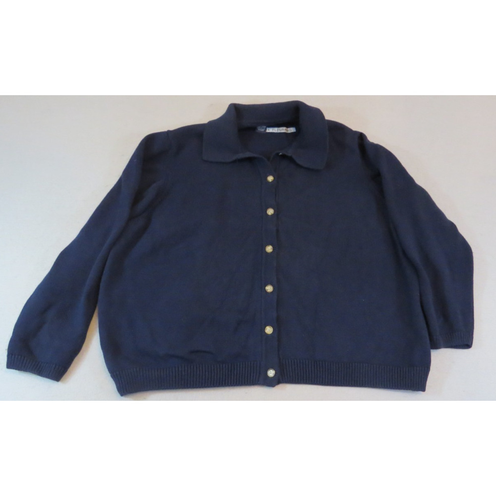VTG Land's End Flemming 100% Cotton USA‎ Made Librarian Chic Cardigan Women's 3X